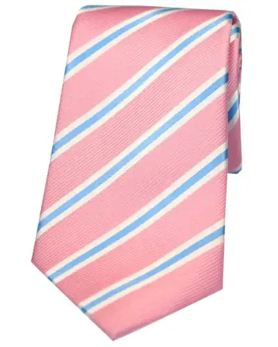 Silk Ties Soprano Ties Soprano Pink White And Sky Blue Striped Silk Tie £24.00