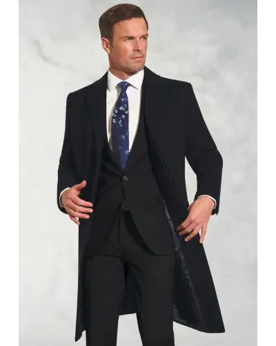 Overcoats Brook Taverner Bond Navy Wool Cashmere Overcoat £269.00