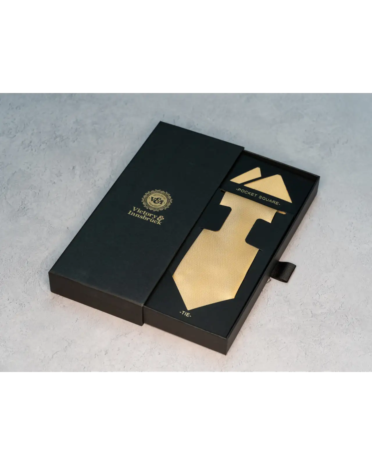 Ties Victory and Innsbruck BoyS Champange Gold Textured Tie and Pocket Square £31.00