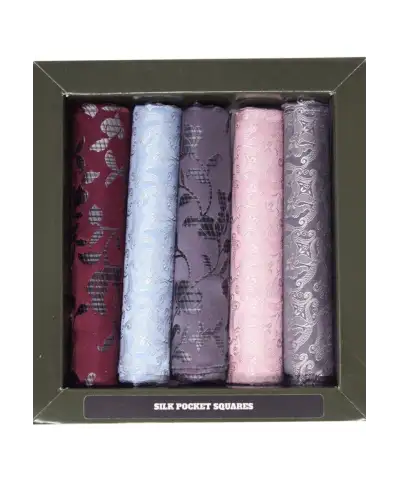 Pocket Square Soprano Ties Soprano Leaf and Flowers 5 Colour Boxed Silk Pocket Squares £23.00