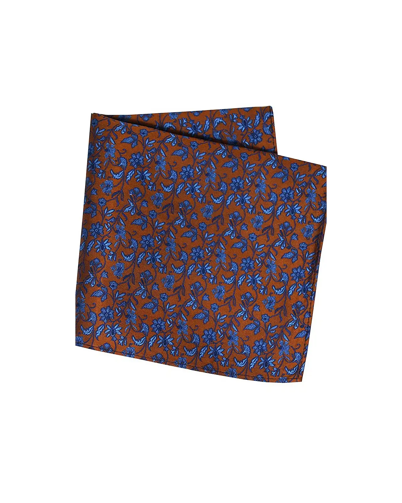 Pocket Square Soprano Ties Soprano Burnt Orange With Small Blue Flowers Silk Pocket Square £15.00