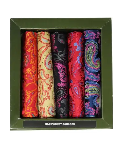 Pocket Square Soprano Ties Soprano Bright Colourful Paisley 5 Colour Silk Pocket Squares £23.00