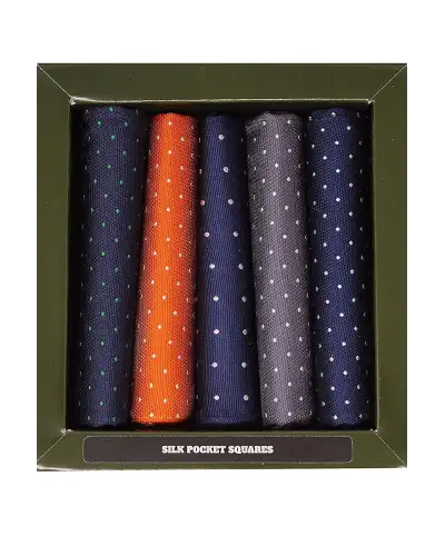 Pocket Square Soprano Ties Soprano Pin Dot 5 Colour Boxed Silk Pocket Squares £23.00
