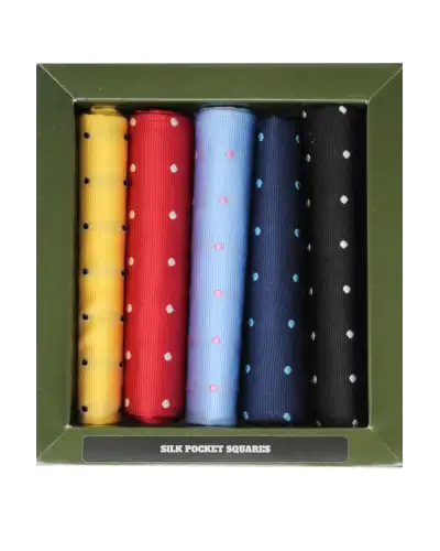 Pocket Square Soprano Ties Soprano Polka Dot 5 Colour Boxed Silk Pocket Squares £23.00