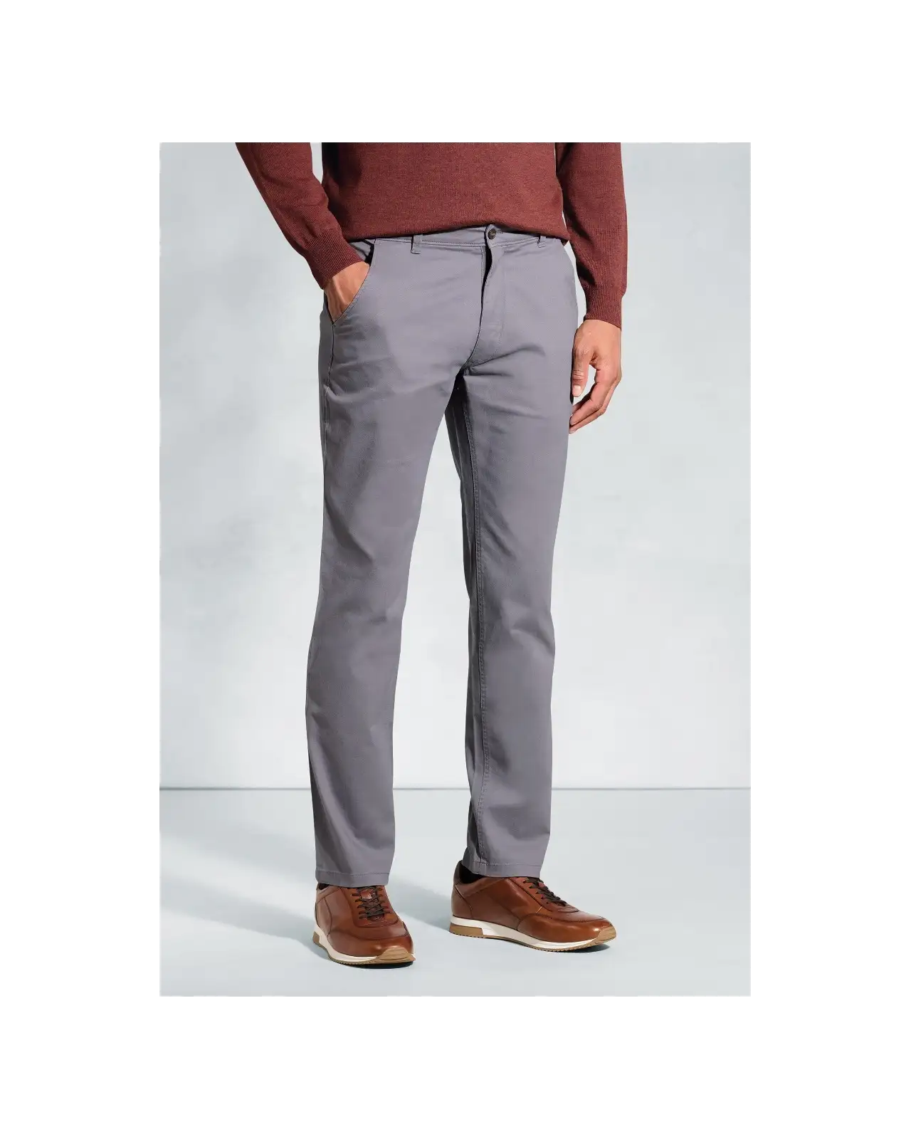 Fit Trousers Brook Taverner Regular Fit Denver Grey Stretch Cotton Chinos £45.00