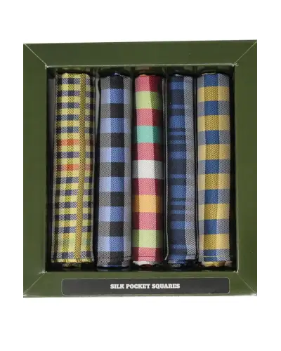 Pocket Square Soprano Ties Soprano 5 Pack Check Silk Pocket Squares £23.00