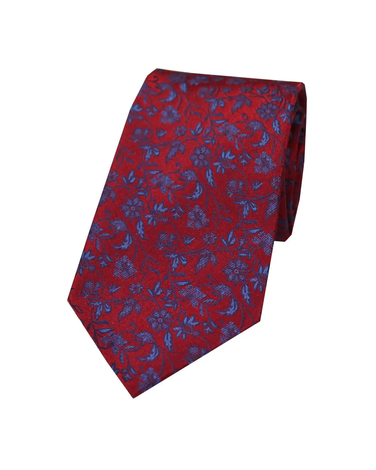 Silk Ties Soprano Ties Soprano Red With Small Blue Flowers Silk Tie £24.00