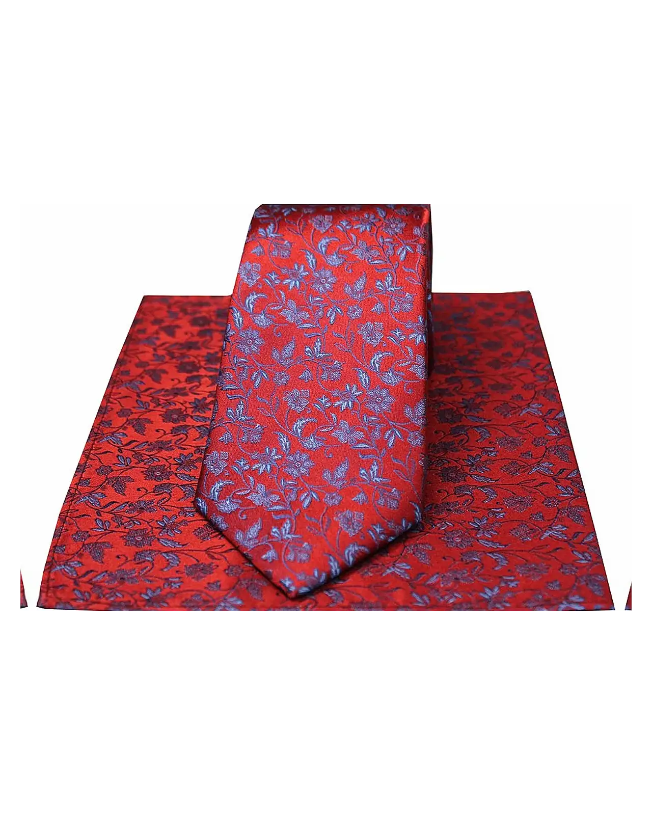 Silk Hankies Soprano Ties Soprano Red With Small Blue Flowers Silk Tie and Hanky £34.00