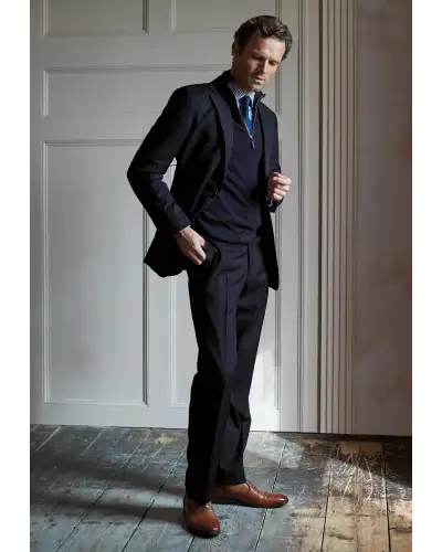Suit Jackets Brook Taverner Tailored Fit Dawlish Navy Herringbone Wool Suit Jacket £179.00