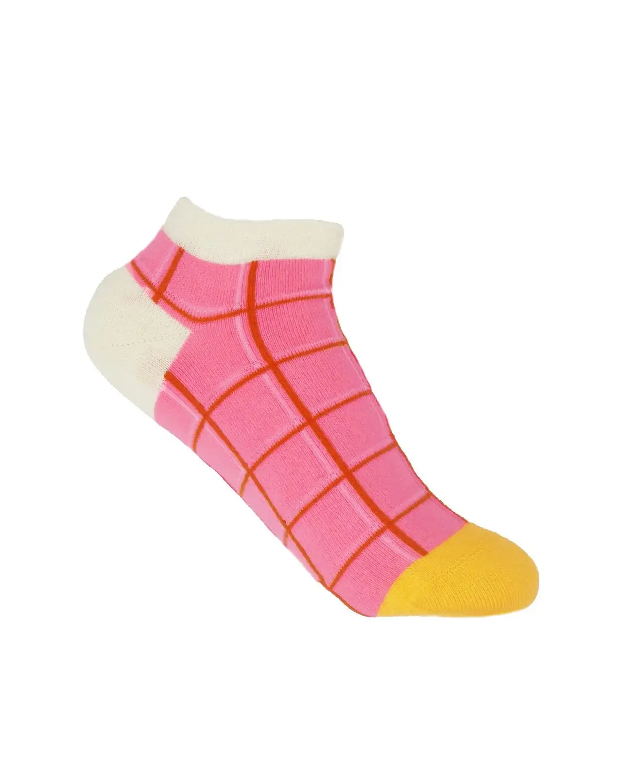 Women PEPER HAROW Grid Womens Trainer Socks - Pink £11.00