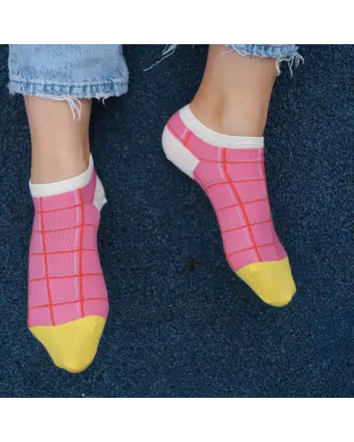 Women PEPER HAROW Grid Womens Trainer Socks - Pink £11.00
