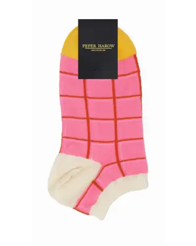 Women PEPER HAROW Grid Womens Trainer Socks - Pink £11.00
