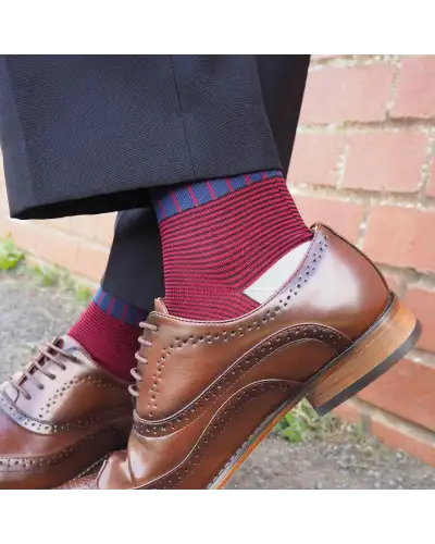 Men PEPER HAROW Oxford Stripe Mens Socks - Navy £16.00