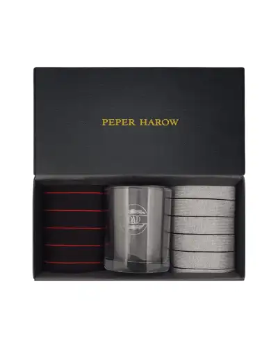 Gents PEPER HAROW Pin Stripe Black Grey Luxury Socks Gift Box With Dad Glass £33.00