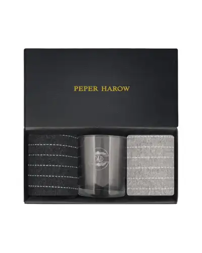 Gents PEPER HAROW Dash Black Grey Luxury Socks Gift Box With Dad Glass £27.00