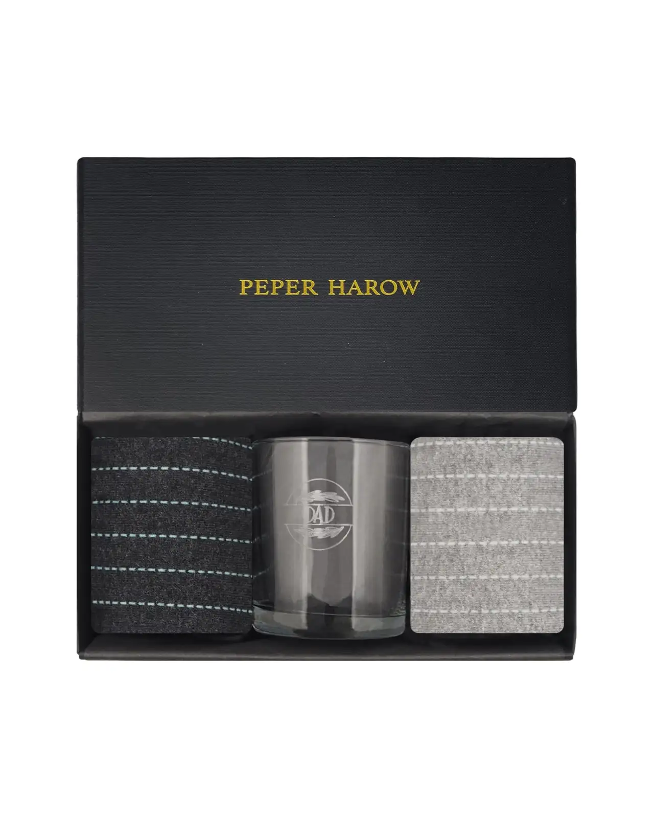 Gents PEPER HAROW Dash Black Grey Luxury Socks Gift Box With Dad Glass £27.00