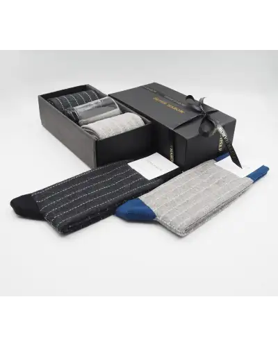 Gents PEPER HAROW Dash Black Grey Luxury Socks Gift Box With Dad Glass £27.00