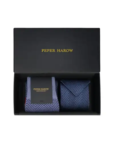 Gents PEPER HAROW Blue Lux Taylor Tie Socks Mens Gift Box £77.00