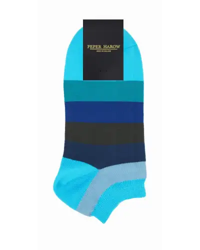 Women PEPER HAROW Block Stripe Womens Trainer Socks Bundle - Earth Aqua £17.00