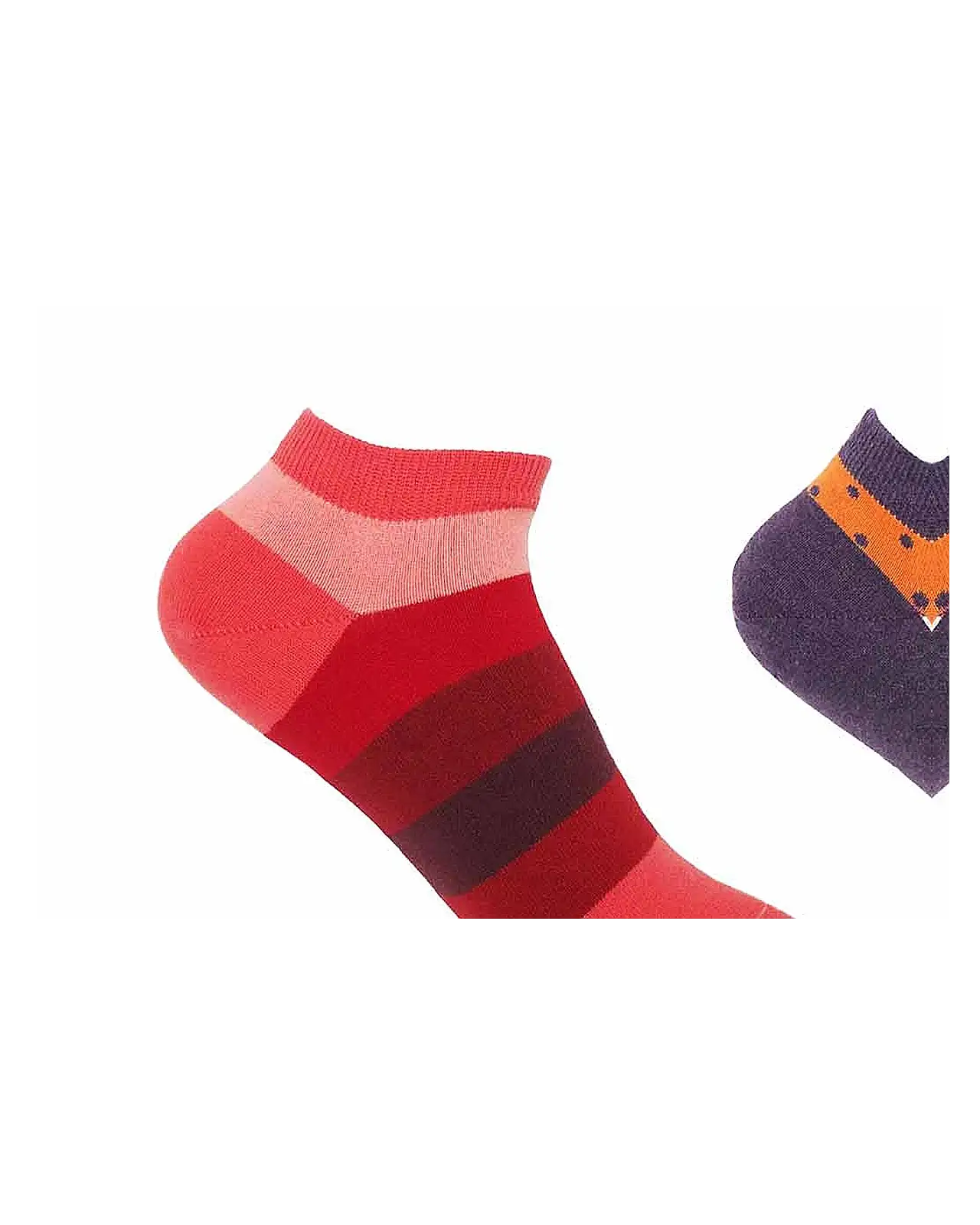 Women PEPER HAROW Block Stripe Polka Organic Womens Trainer Socks Bundle - Fire Berry £17.00