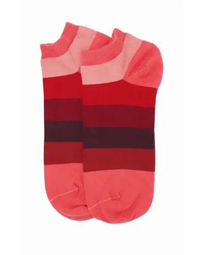 Women PEPER HAROW Block Stripe Polka Organic Womens Trainer Socks Bundle - Fire Berry £17.00