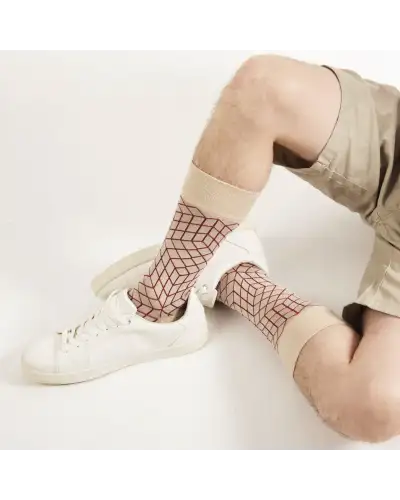 Men PEPER HAROW Puzzle Mens Socks - Cream £16.00