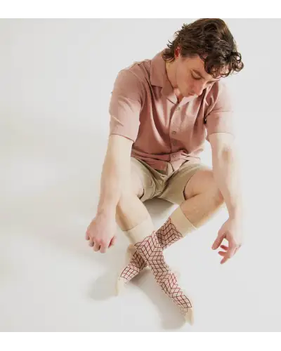 Men PEPER HAROW Puzzle Mens Socks - Cream £16.00