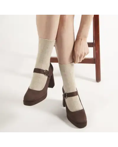Women PEPER HAROW Battenberg Womens Socks - Beige £15.00