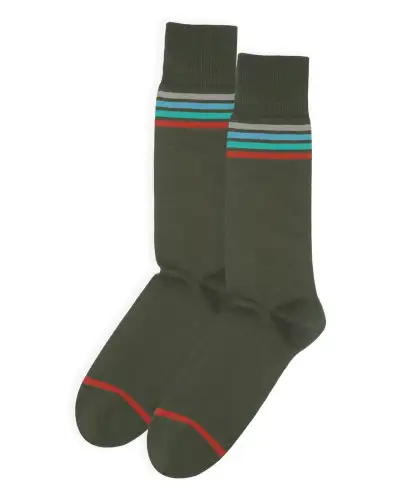 Men PEPER HAROW Mix Tape Mens Socks - Olive £16.00