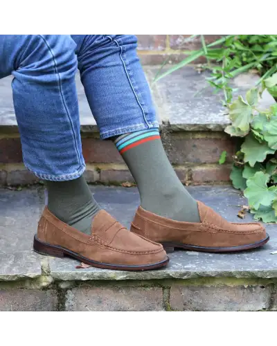 Men PEPER HAROW Mix Tape Mens Socks - Olive £16.00
