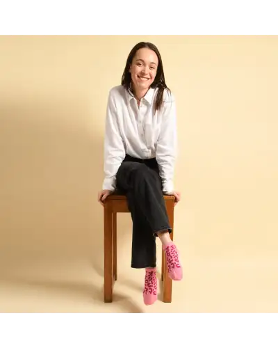 Women PEPER HAROW Leopard Womens Trainer Socks - Pink £11.00