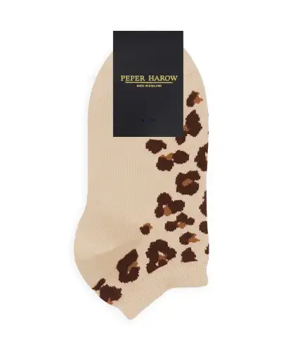 Women PEPER HAROW Leopard Womens Trainer Socks - Brown £11.00