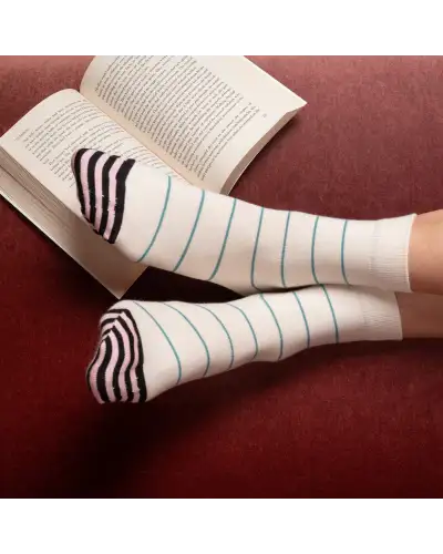 Women PEPER HAROW Thin Stripe Womens Socks - Cream £15.00