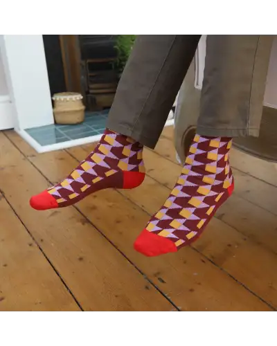 Men PEPER HAROW Dimensional Mens Socks - Maroon £14.00