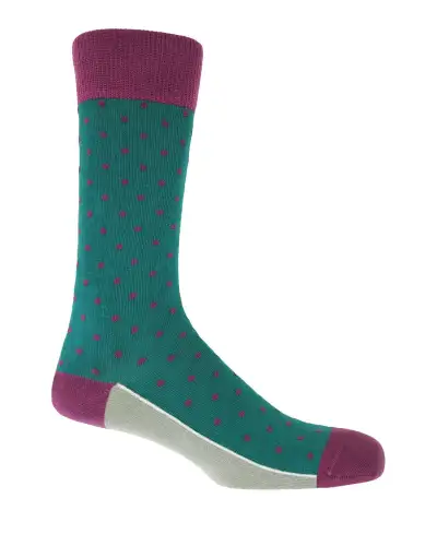 Men PEPER HAROW Pin Polka Mens Socks - Teal £16.00
