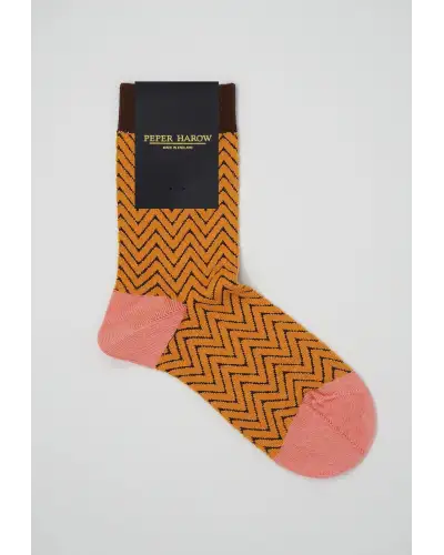 Women PEPER HAROW Zigzag Womens Socks - Mustard £15.00