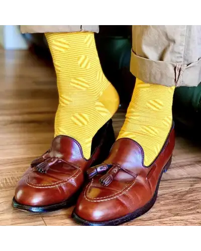 Men PEPER HAROW Polka Stripe Mens Socks - Butterscotch £16.00