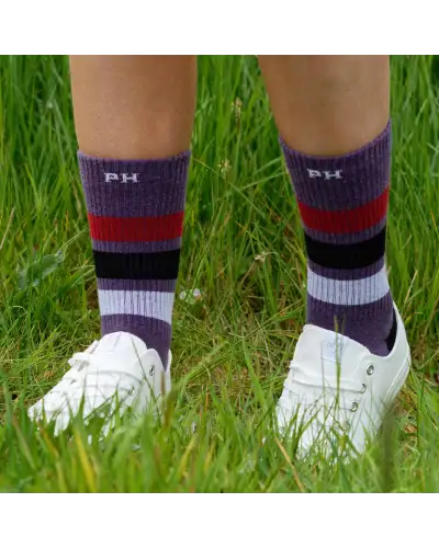 Women PEPER HAROW Striped Organic Womens Sport Socks - Mauve £15.00