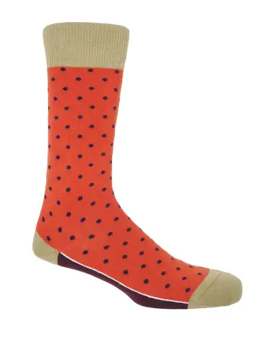 Men PEPER HAROW Pin Polka Mens Socks - Orange £16.00