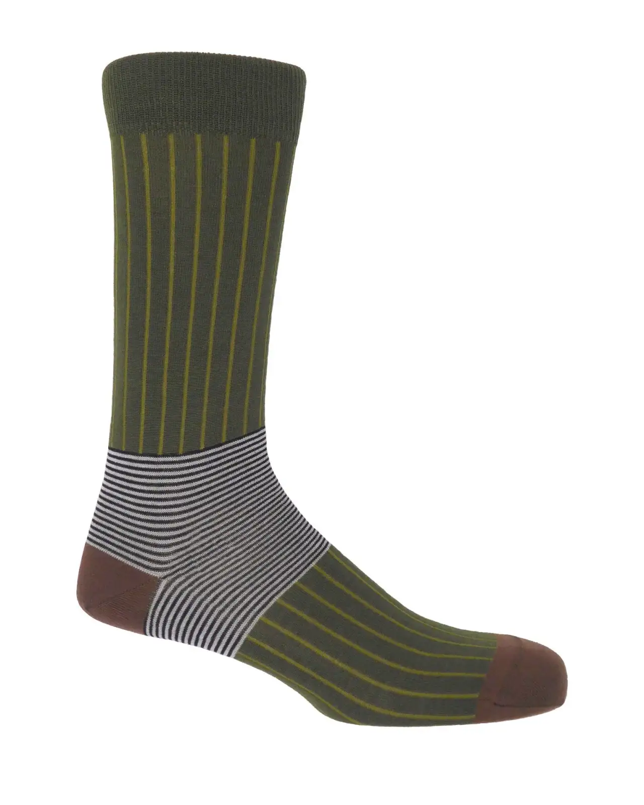 Men PEPER HAROW Oxford Stripe Mens Socks - Sage £16.00