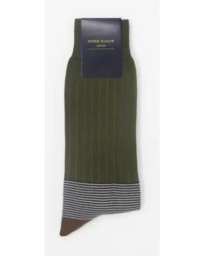 Men PEPER HAROW Oxford Stripe Mens Socks - Sage £16.00