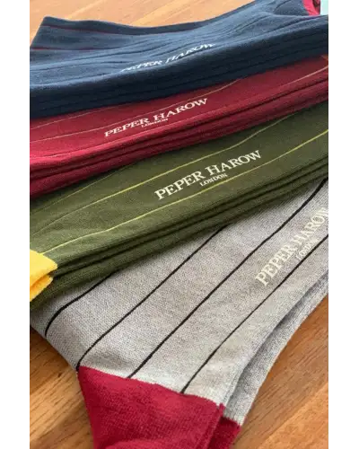Men PEPER HAROW Pin Stripe Mens Socks - Crimson £16.00