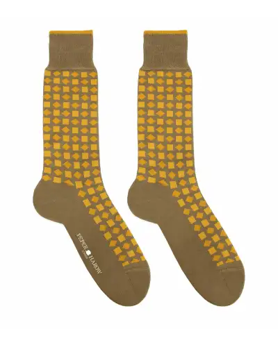 Men PEPER HAROW Diamonds Mens Socks - Mustard £16.00