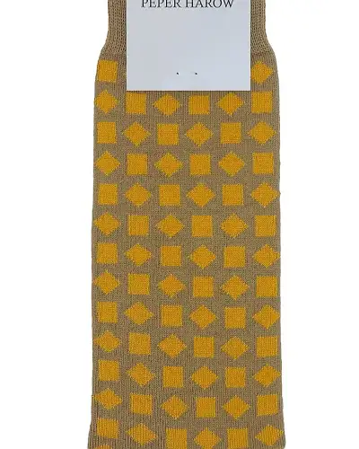 Men PEPER HAROW Diamonds Mens Socks - Mustard £16.00