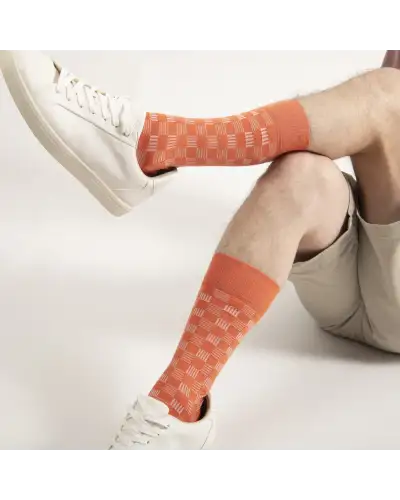 Men PEPER HAROW Battenberg Mens Socks - Salmon £16.00