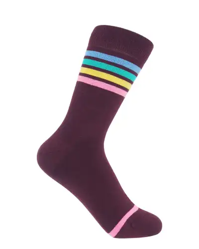 Women PEPER HAROW Mix Tape Womens Socks - Maroon £15.00
