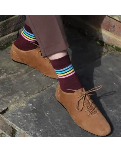 Women PEPER HAROW Mix Tape Womens Socks - Maroon £15.00