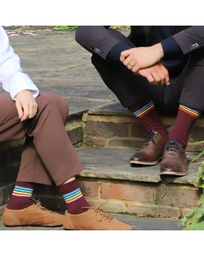 Women PEPER HAROW Mix Tape Womens Socks - Maroon £15.00