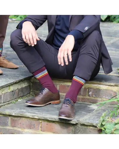Men PEPER HAROW Mix Tape Mens Socks - Maroon £16.00