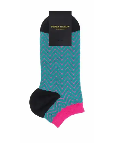 Women PEPER HAROW Zigzag Womens Trainer Socks - Teal £11.00